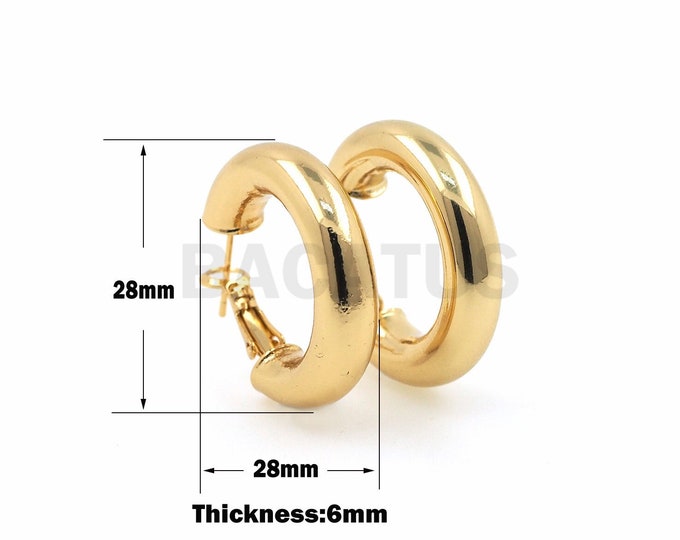 1 pair Thick Gold Hoop Earring,18K Gold Filled Thick Gold Hoop Earring,Fat Hoop Earrings,Small Hoop Earrings, Hoop Earrings,Everyday Earring