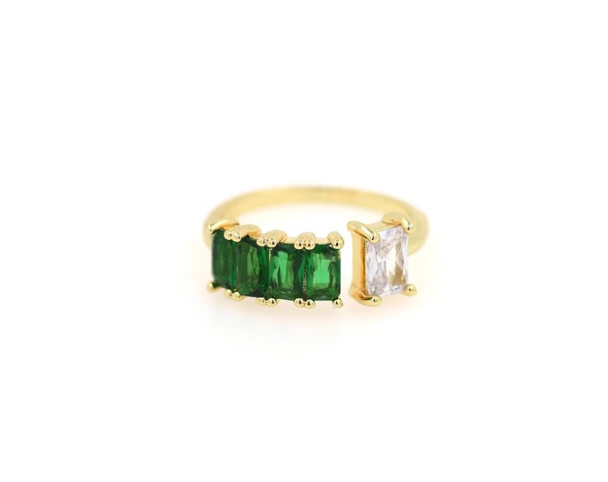 18K Gold Filled Open Ring,Gold Dainty Square Ring,CZ Square Ring,Gift for Her