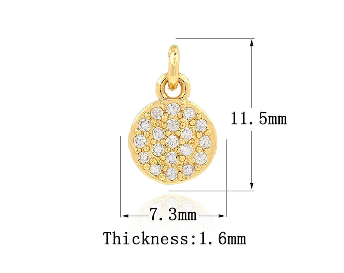 18K Gold Filled Dainty Coin Charm,MicroPave CZ Bubble Pendant,Bubble Pendant ,DIY Jewelry Supplies,11.5x7.3x1.6mm