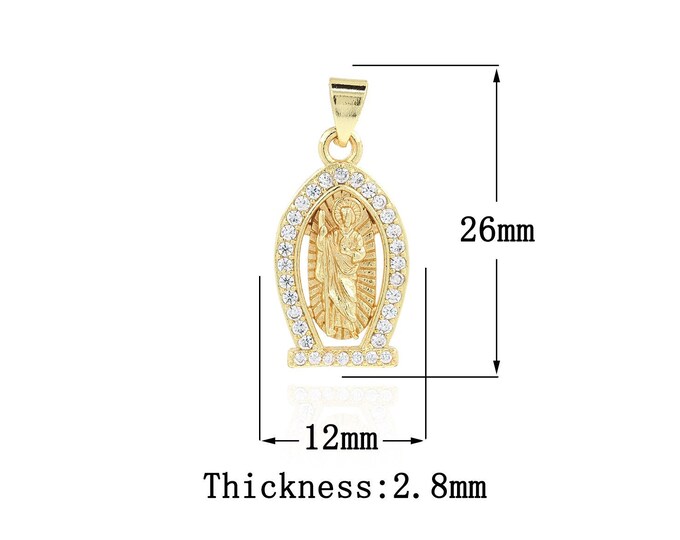 18K Gold Filled CZ Saint Jude Pendant,Gold Dainty St.Juda Charms,Religion Charm Bracelet Necklace for DIY Jewelry Making Supply