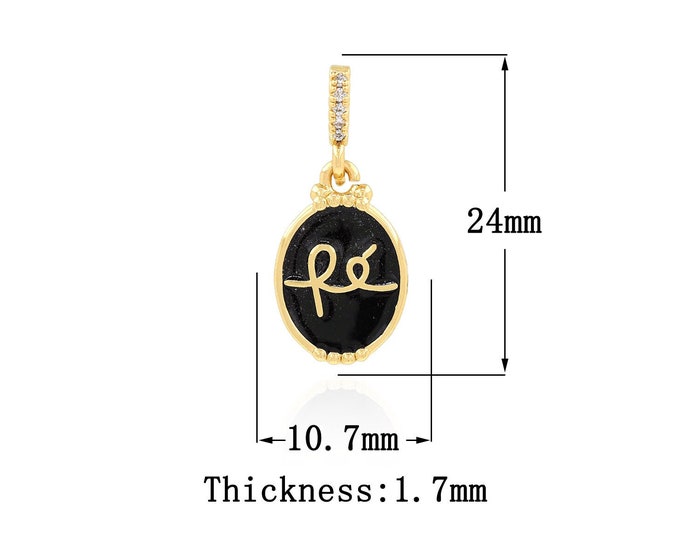 18K Gold Filled Oval Pendant,Gold Dainty Fe Charms,Enamel Oval Charm Bracelet Necklace for DIY Jewelry Making Supply,24x10.7x1.7mm