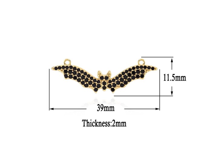18K Gold Filled Bat Pendant, Gold Insect Charms, CZ Bat Charm Bracelet Necklace for DIY Jewelry Making Supply