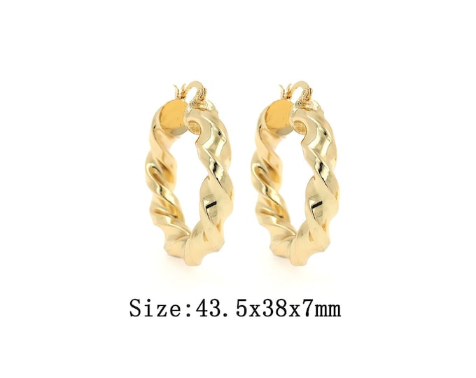 1 pair 18K Gold Filled Hoop Earrings,Gold Dainty Hoop Earrings,Simple Earrings,Gift for Her