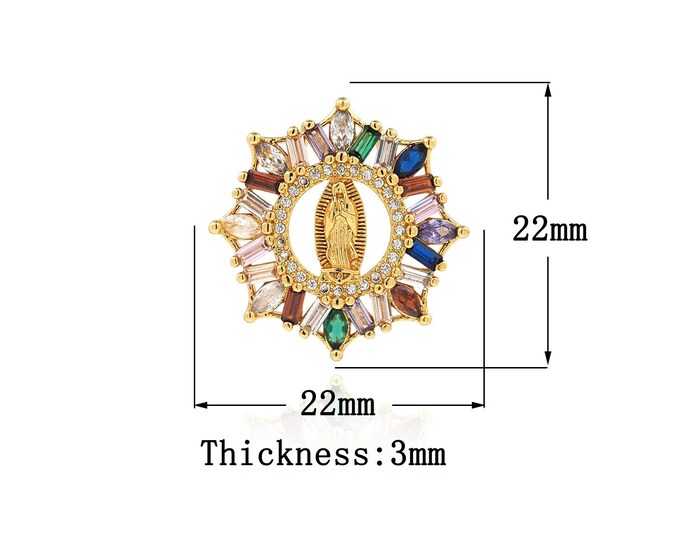 18K Gold Filled Virgin Mary Pendant,Gold Dainty CZ Religion Charms,Catholic Charm Bracelet Necklace for DIY Jewelry Making Supply