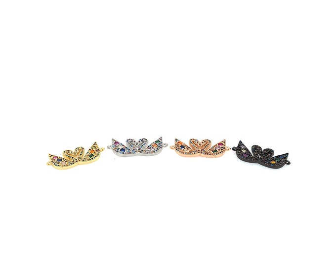 18K Gold Filled Swan Connector,Gold Dainty CZ Swan Connector,Swan Connector Bracelet Necklace for DIY Jewelry Making Supply