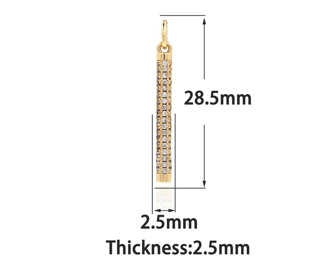 18K Gold Filled Bar Pendant,Gold Dainty CZ Stick Charms,Simple charm Bracelet Necklace,Suitable for DIY Jewelry Making Supply