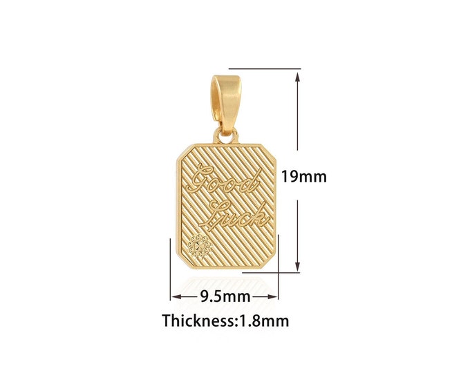 Word Charm,Square Pendant, Word Necklace, 18K Gold Filled Tag Charm, Dainty Love Letter Pendant, DIY Jewelry Supplies, 19x9.5x1.8mm
