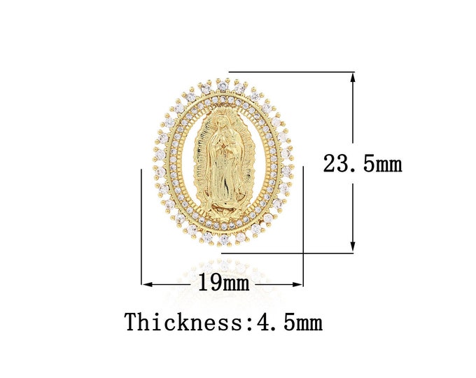 18K Gold Filled CZ Virgin Mary Pendant,Gold Dainty Religion Charms,Catholic Charm Bracelet Necklace for DIY Jewelry Making Supply