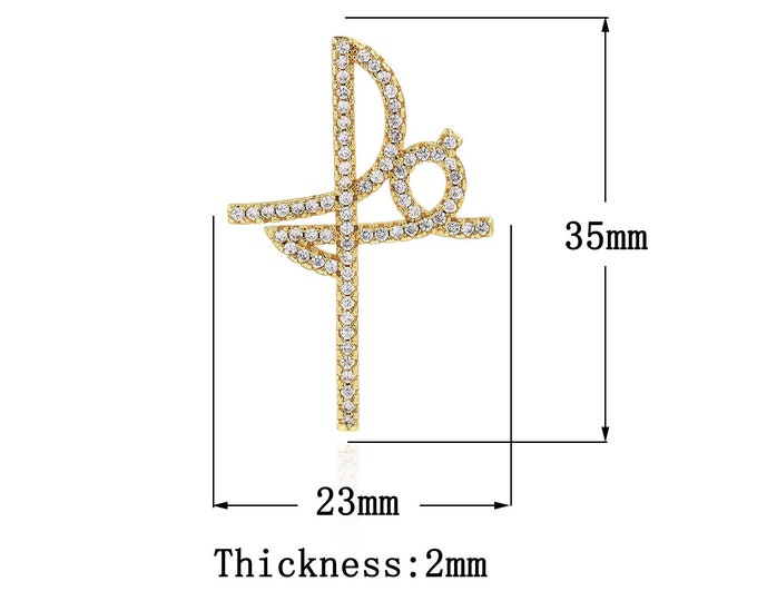 18K Gold Filled CZ Fe Pendant,Gold Dainty Word Charms,Letter Charm Bracelet Necklace for DIY Jewelry Making Supply
