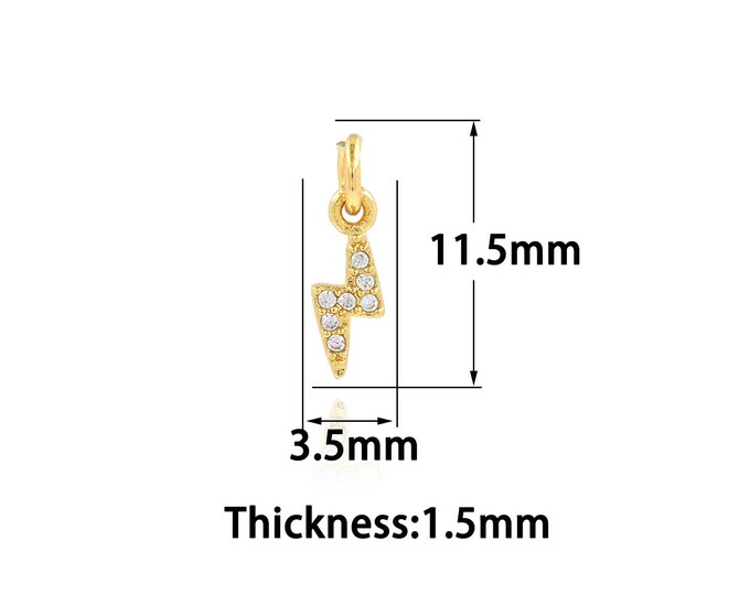 18K Gold Filled Lightning Pendant,Gold Dainty Lightning Charms,CZ Lightning Charm Bracelet Necklace for DIY Jewelry Making Supply