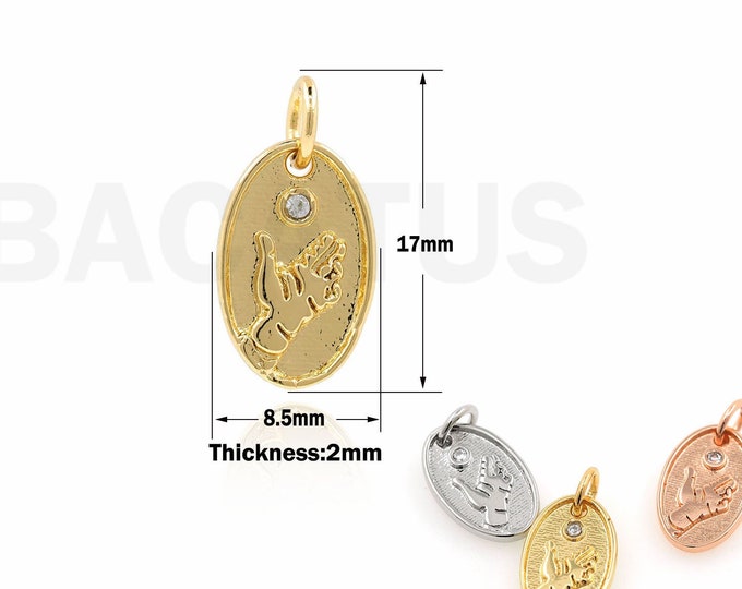 1PCS,18K Gold Filled Miniature Zircon Hand Necklace Hand Charm Oval Pendant Crescent Jewelry DIY Jewelry Making Accessories 17x8.5x2mm