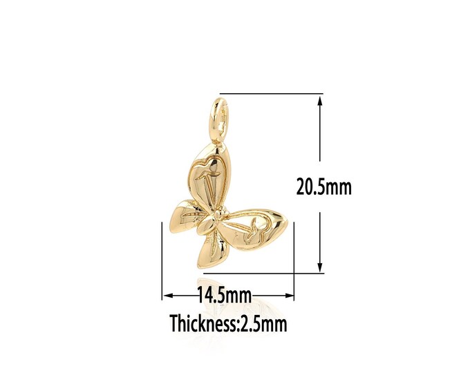 18K Gold Filled Butterfly Pendant,Gold  Dainty Charms, Minimalist  Charm Bracelet Necklace for DIY Jewelry Making Supply