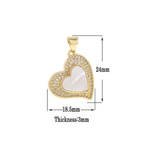 18K Gold Filled Heart Pendant,Gold Heart Charms,CZ Heart Charm Bracelet Necklace for DIY Jewelry Making Supply