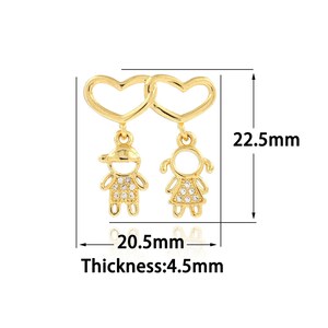 Pendentif amour rempli d&#39;or 18 carats, breloques pour couple délicates en or, collier bracelet à breloques simple CZ pour la fabrication de bijoux à bricoler soi-même