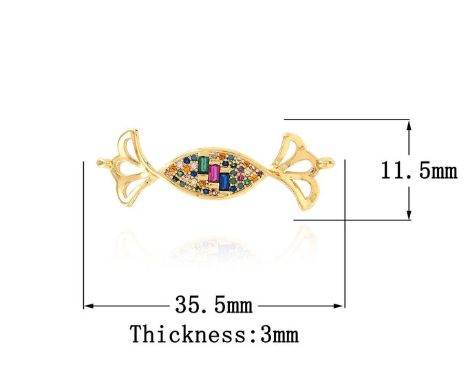 Micropavé CZ Candy Connector, Candy Connector Charm, 18K Gold Filled Candy Connector, DIY Jewelry Making Supplies,