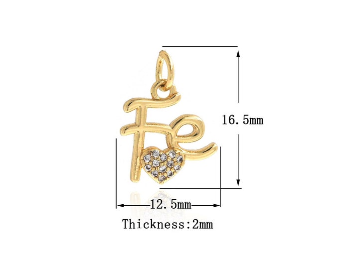 18K Gold Filled Fe Pendant,Gold Dainty Heart Charms,CZ Heart Charm Bracelet Necklace for DIY Jewelry Making Supply,16.5x12.5x2mm