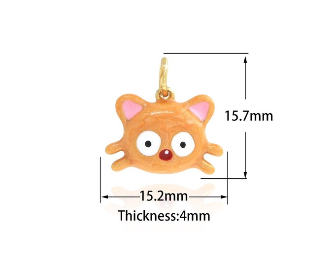 18K Gold Filled Polymer Clay Pendant, Gold Dainty Cat Charms,Simple Charms Bracelet Necklace,Suitable for DIY Jewelry Making Supply