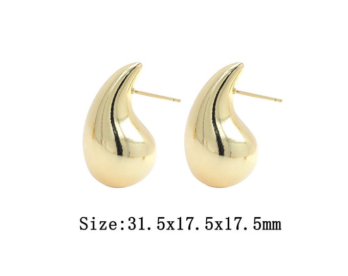1pair 18K Gold Filling Water Drop Stud Earrings,Gold Water Drop Stud Earring,Simple Stud Earrings,Gift for Her
