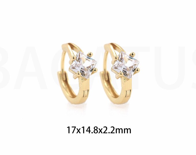 MicroPave CZ Party Earrings,18K Gold Filled Fashion Earrings,Pierced Earrings,Gift For Her,Round Earrings,DIY Jewelry Supplies,17x14.8x2.2mm