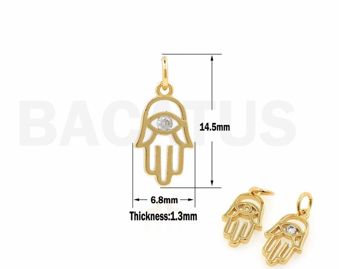 1PCS 18K Gold Filling Greek Eye Charm Finger Pendant  Micro-Pave Demon Eye Necklace Jewelry DIY Jewelry Making Accessories 14.5x6.8x1.3mm