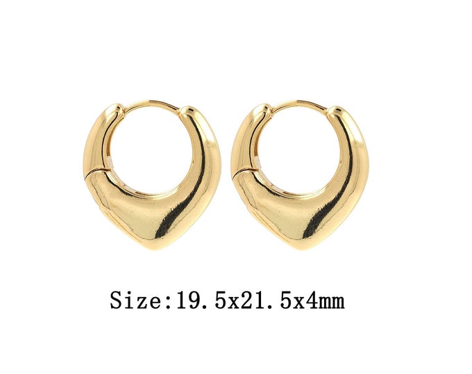 1 pair 18K Gold Filled Heart Earrings,Gold Dainty Heart Earrings,Simple Earrings,Gift for Her