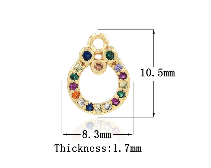 18K Gold Filled Round Pendant Necklace CZ Hollow Coin Pendant Suitable for Bracelet, Necklace, Jewelry Making Supplies 10.5x8.3x1.7mm