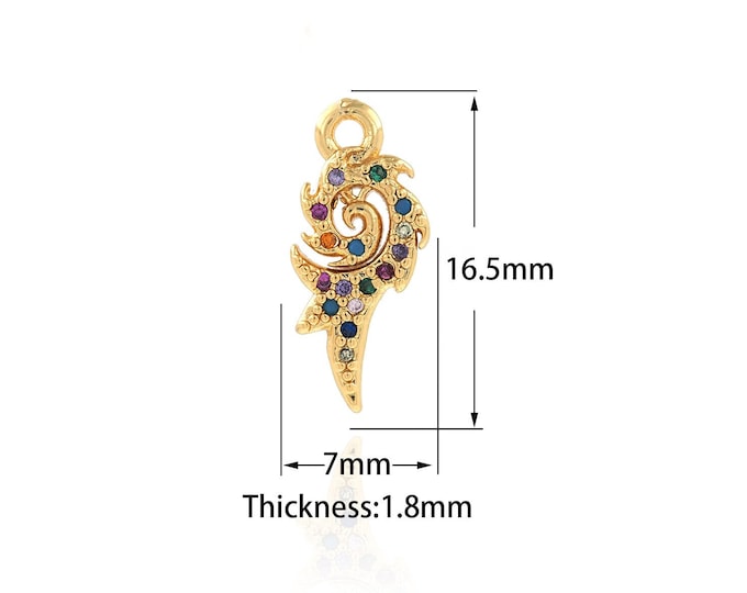 Christian Necklace, 18K Gold Filled Cross Pendant, Scepter Charm, Scepter Pendant, Religious Charm, Religious Pendant, 7x16.5x1.8mm