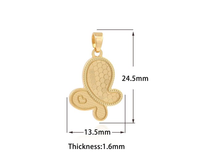 Insect Charm,18K Gold Filled Butterfly Pendant,Butterfly Necklace Charms  Butterfly Charm, DIY Jewelry Supplies,24.5x13.5x1.6mm