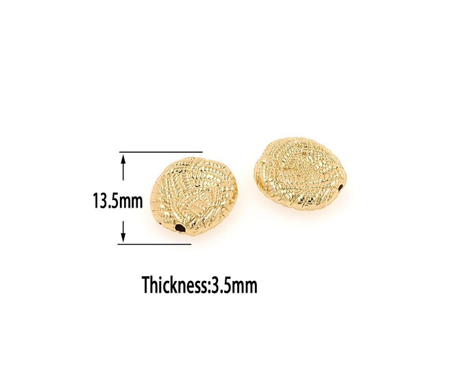 18K Gold Filled Flat Beads,Gold Oval Beads,DIY Bracelet Necklace Earrings Jewelry Making