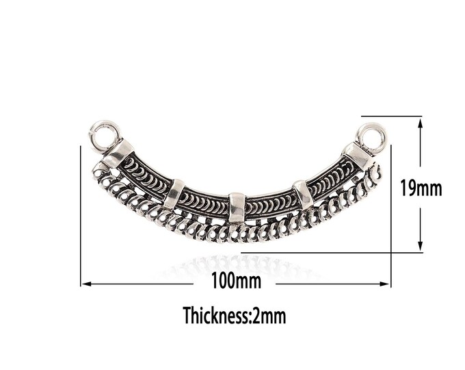 Antique Silver Filling Nepal Pendant,Gold  Dainty Fan, Minimalist  Charm Bracelet Necklace for DIY Jewelry Making Supply