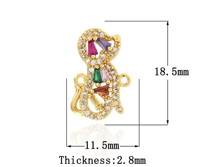 Dog Connector 18K Gold Filled Dog Copper Connector Animal Jewelry Discovery Connector Charm 11.5x18.5x2.8mm