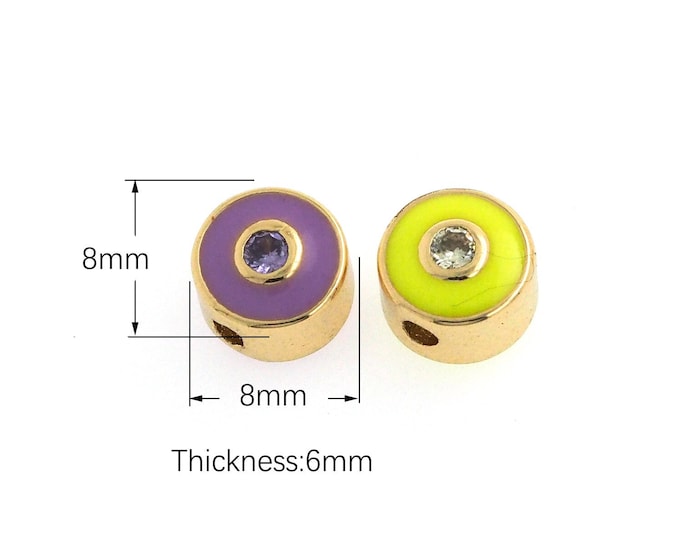Round Demon Eye Spacer Beads Suitable for Personalized Jewelry Making Enamel Round Perforated Beads Eye Gasket 8x6mm