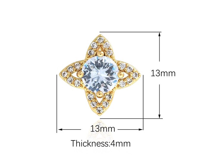Polaris Charm, 18K Gold Filled Star Pendant, Micro Pave CZ Polaris Pendant, DIY Jewelry Supplies, 13x13x4mm