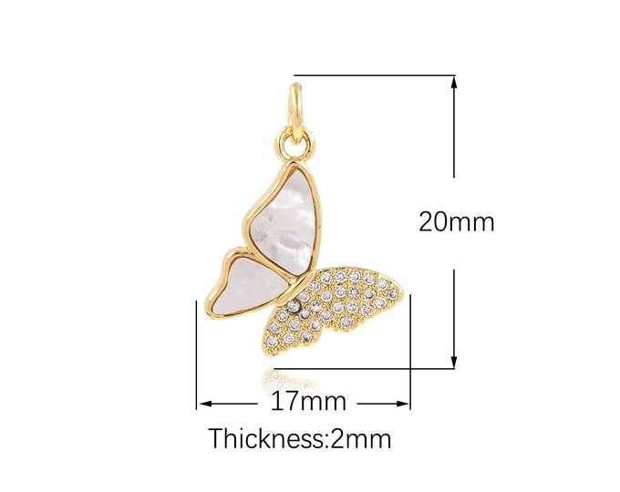 18K Gold Filled Insect Jewelry Butterfly Pendant Shiny Gold Butterfly Pendant Exquisite Pendant DIY Jewelry Supply,20x17x2mm