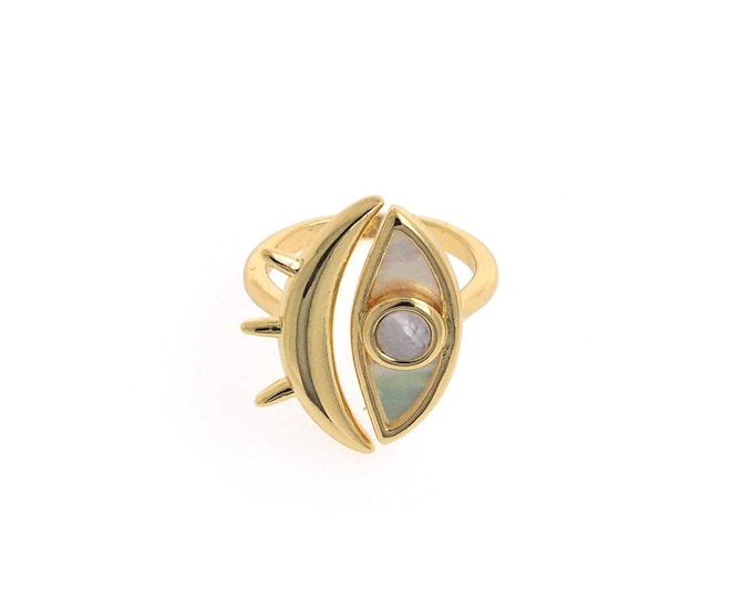 18K Gold Filled Devil Eye Ring,Gold Dainty Enamel Open Ring,Simple Ring,Gift for Her
