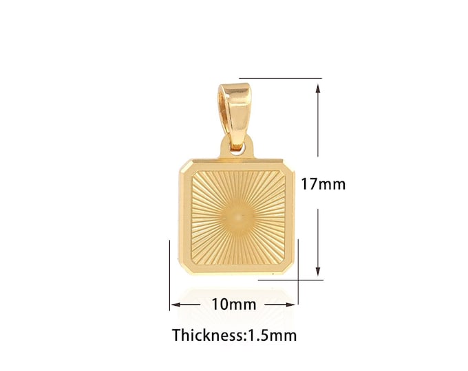 Rectangle Pendant Pendant Necklace, Dainty Square Pendant,18K Gold Filled Square Charm, DIY Jewelry Supplies,17x10x1.5mm
