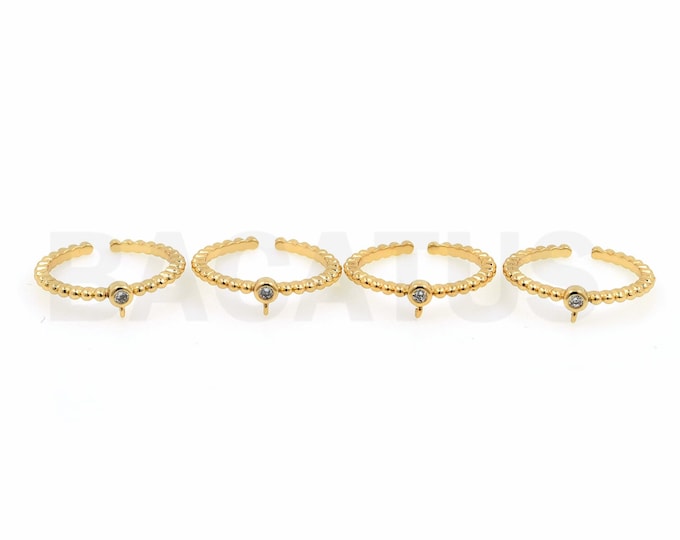 Adjustable Ring, 18K Gold Filled Thin Round Ring, Micropave CZ Fake Diamond Ring, Open Ring, Stackable Ring, Daily Ring