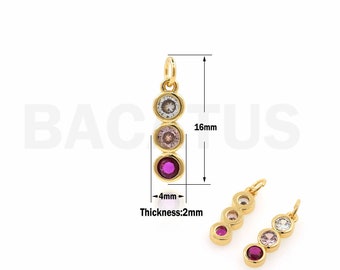Ciondolo a forma di semaforo, ciondolo a forma di semaforo con zirconi micropavé, gioiello con semaforo riempito in oro 18 carati, accessori per gioielli fai da te, 16x4x2 mm