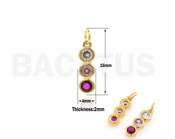 Traffic Light Pendant, Micropavé CZ Traffic Charm, 18K Gold Filled Stop Light Jewelry, DIY Jewelry Supplies, 16x4x2mm