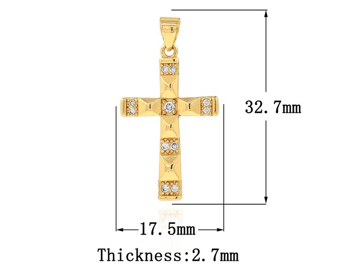 18K Gold Filled Cross Pendant,Gold Dainty CZ Religion Charms,Christian Charm Bracelet Necklace for DIY Jewelry Making Supply