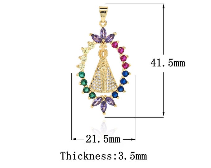 18K Gold Filled Papal Pendant,Gold Dainty Religion Charms,CZ Christian Charm Bracelet Necklace for DIY Jewelry Making Supply