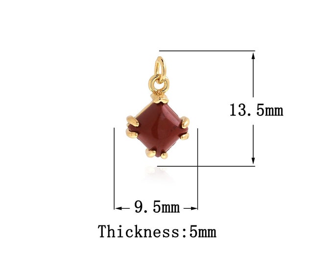 18K Gold Filled Square Pendant,Gold Dainty Square Charms,Simple pendant Bracelet Necklace for DIY Jewelry Making Supply