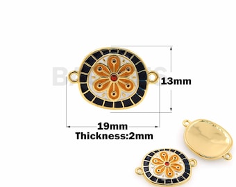 18K Gold filled Runder BlumenStecker, Emaille Blumen Verbinder, Armband Halskette Zubehör, Emaille Charm, Blumen Charm, 13x19x2mm