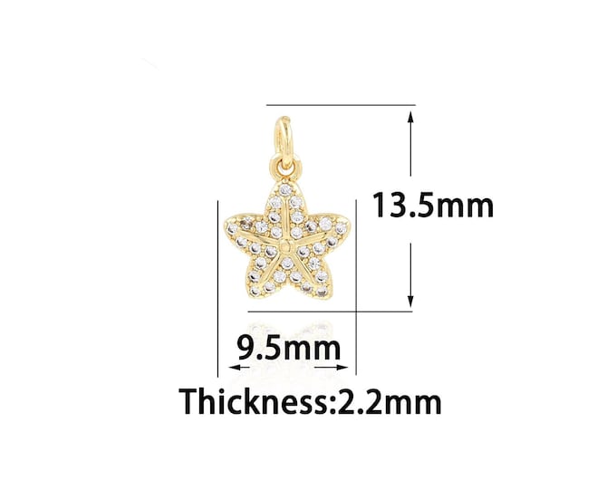 18K Gold Filled CZ Star Pendant,Gold Dainty Star Charms,Star Charm Bracelet Necklace for DIY Jewelry Making Supply