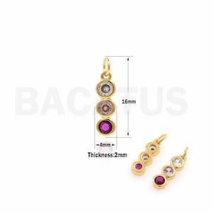 Traffic Light Pendant, Micropavé CZ Traffic Charm, 18K Gold Filled Stop Light Jewelry, DIY Jewelry Supplies, 16x4x2mm