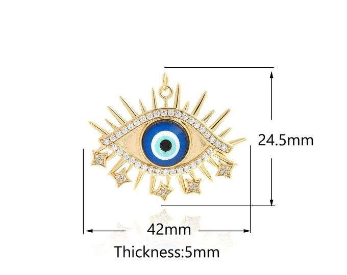 Eye Pendant, 18K Gold Filled Enamel Eye Pendant,Eye Charm, Micro-Pave CZ Magic Eye Necklace, Greek Eye Jewelry,