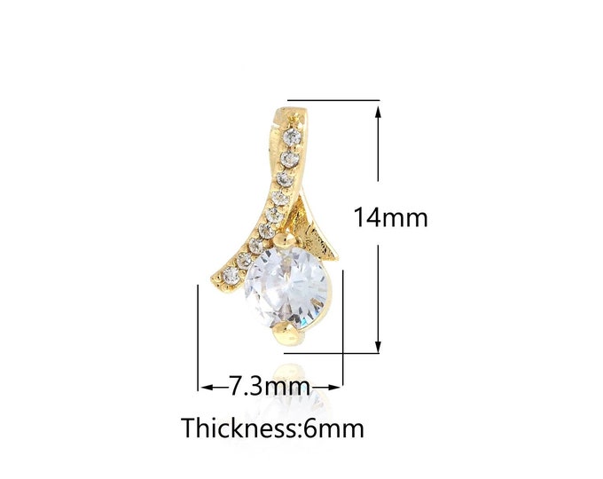 18K Gold Filled CZ Water Drop Pendant,Gold Dainty Water Drop Charms,Water Drop Charm Bracelet Necklace for DIY Jewelry Making Supply