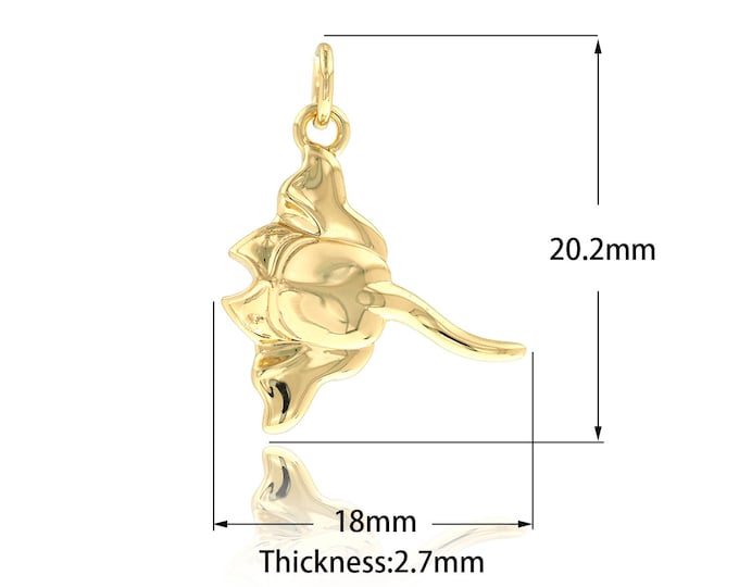 18K Gold Filled Manta Ray Pendant,Dainty Manta Ray Charm Bracelet Necklace for DIY Jewelry Making Supply