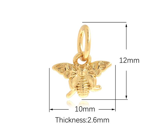 10 PCS 18K Gold Filled Butterfly Pendant,Gold Dainty Charms, Insect Charm Bracelet Necklace for DIY Jewelry Making Supply,12X10X2.6mm