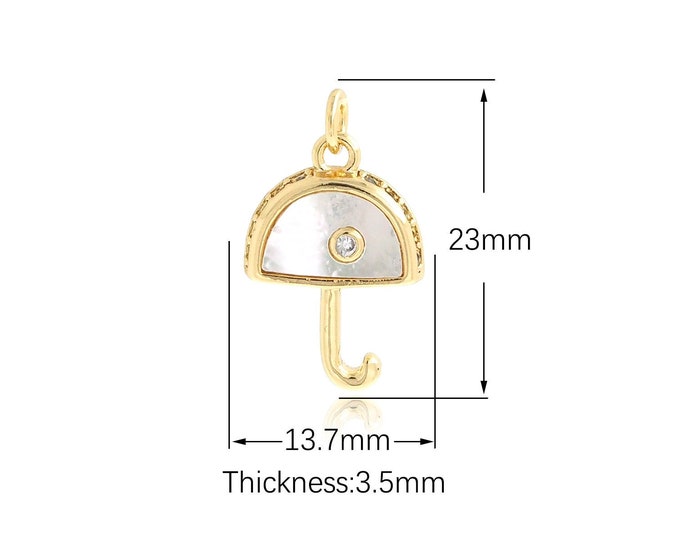 18K Gold Filled Umbrella Pendant Shell Umbrella Pendant Umbrella Necklace Pendant Is Suitable For Bracelets Jewelry Making Supplie
